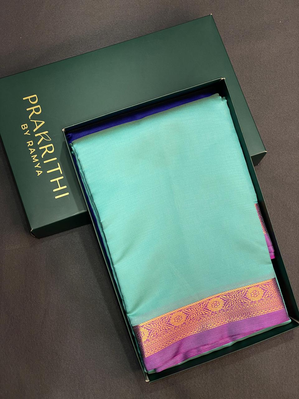 Blue and Magenta soft silk saree - PSSA21