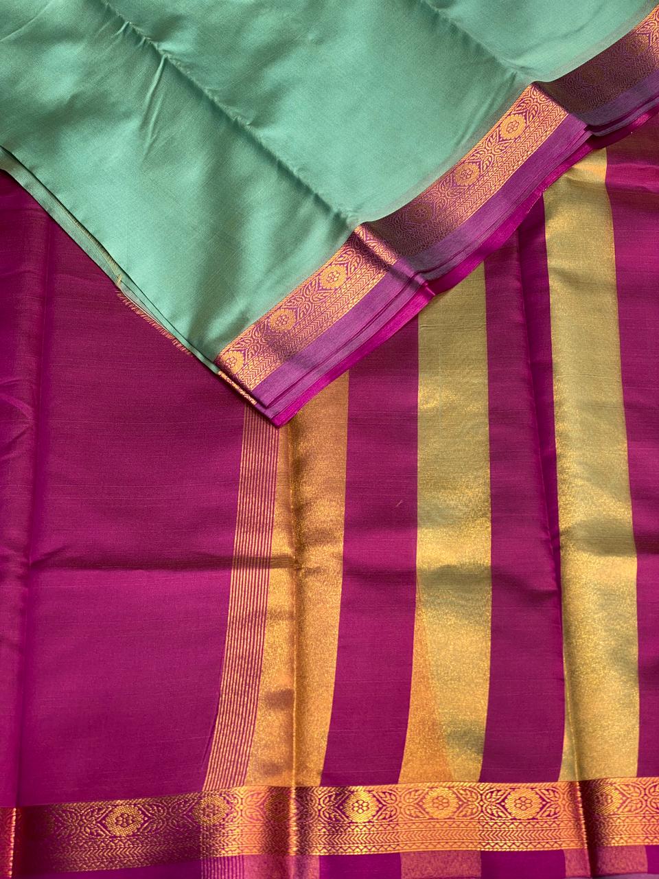 Blue and Magenta soft silk saree - PSSA21