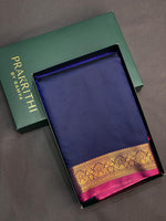 Navy Blue and Magenta soft silk saree - PSSA22