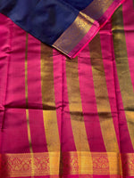 Navy Blue and Magenta soft silk saree - PSSA22