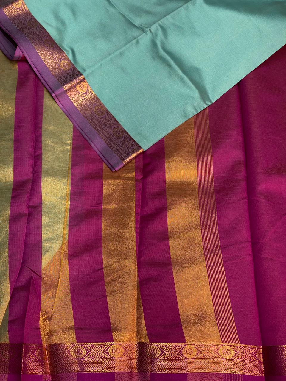 Blue and Magenta soft silk saree - PSSA26