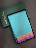Blue and Magenta soft silk saree - PSSA26