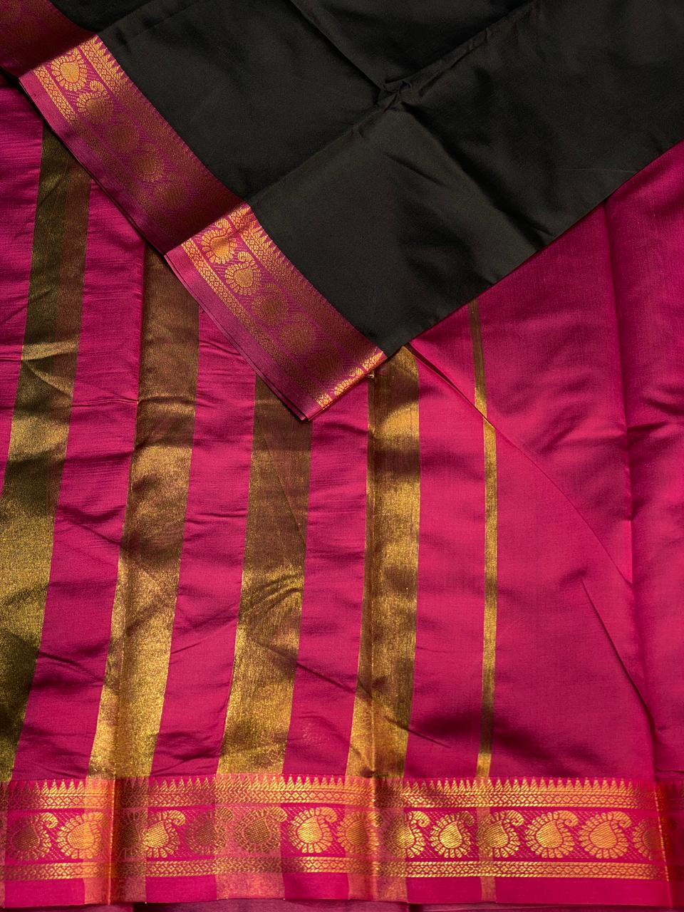 Black and Magenta soft silk saree - PSSA27