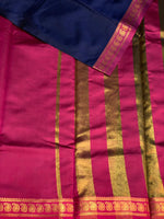Navy blue and Magenta soft silk saree - PSSA28