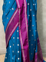 Peacock Blue and Purple Banarasi silk saree - PSB0E