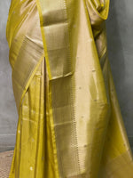 Greenish gold pure Tissue Banarasi silk saree - PSB0F