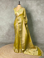 Greenish gold pure Tissue Banarasi silk saree - PSB0F