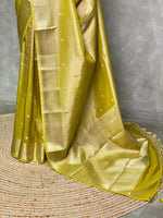 Greenish gold pure Tissue Banarasi silk saree - PSB0F