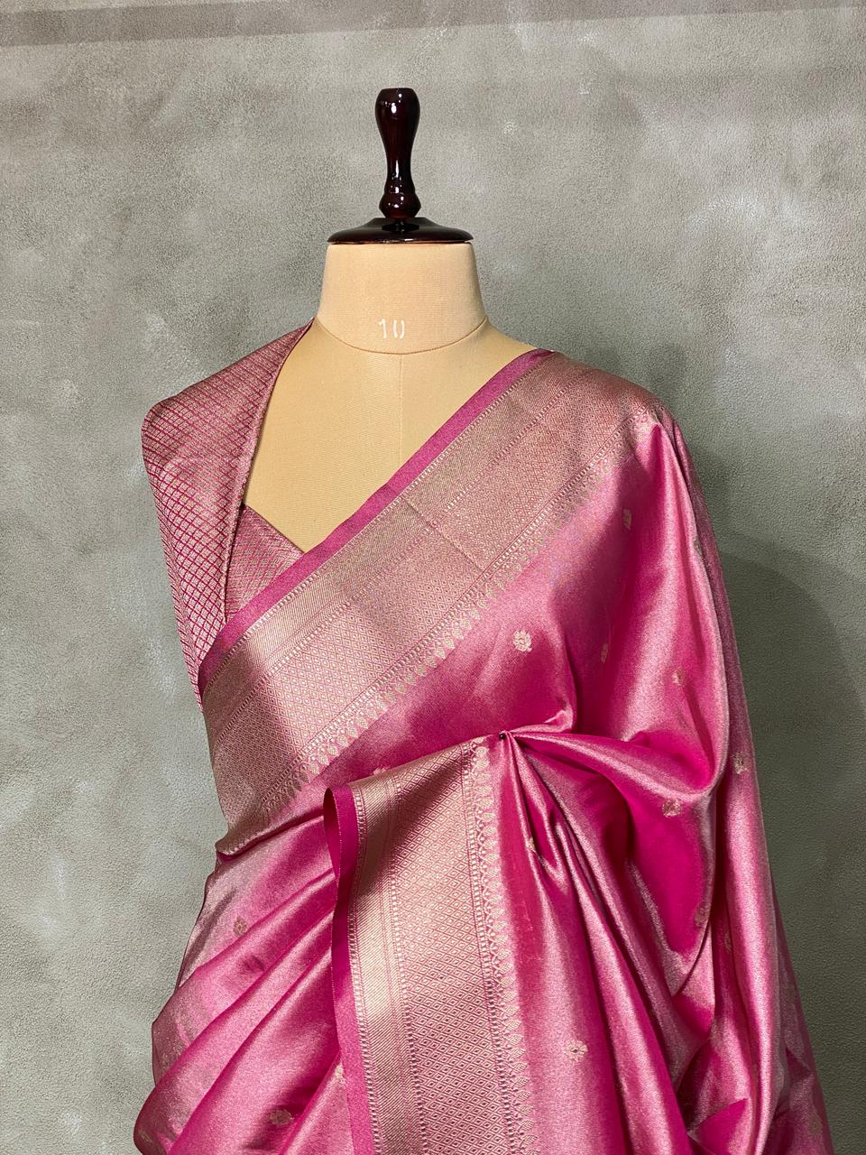 Lotus Pink pure Tissue Banarasi silk saree - PSB0G
