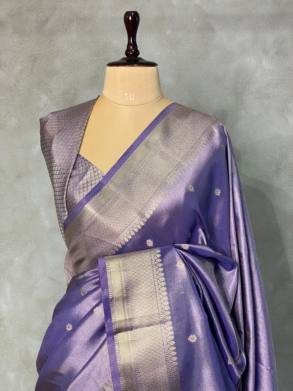 Lavender pure Tissue Banarasi silk saree - PSB0K