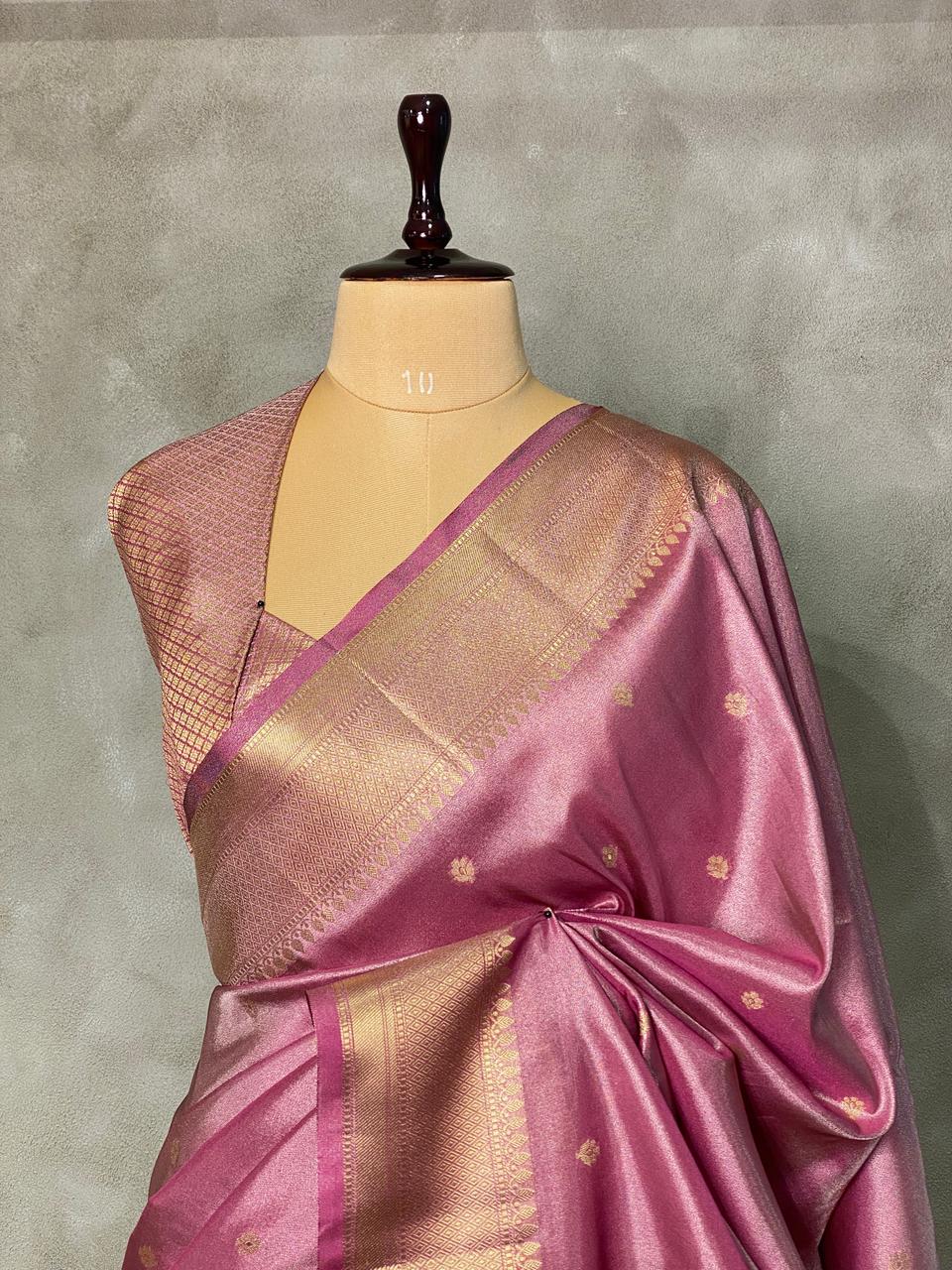 Onion Pink pure Tissue Banarasi silk saree - PSB0J