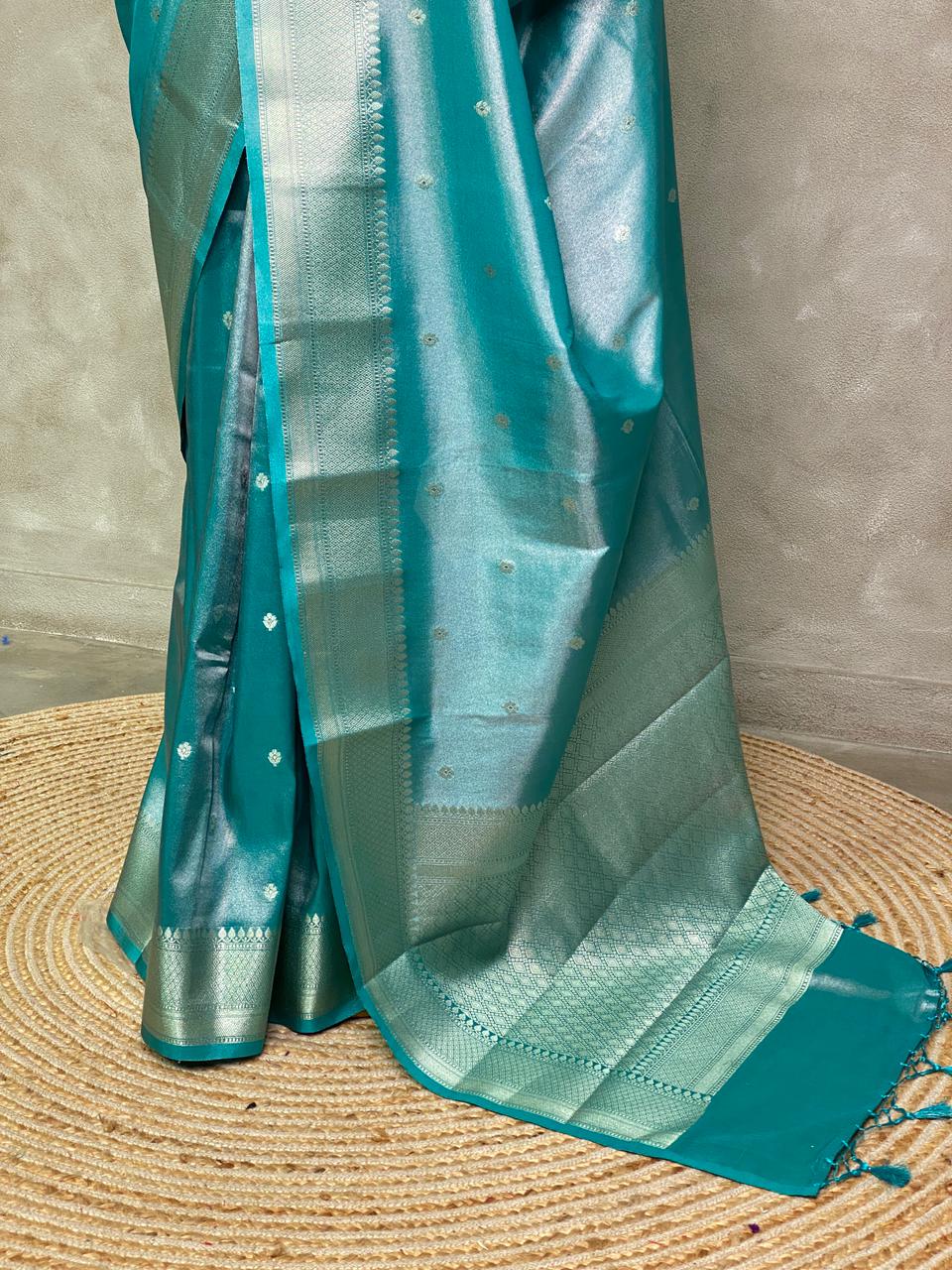 Blue pure Tissue Banarasi silk saree - PSB0I