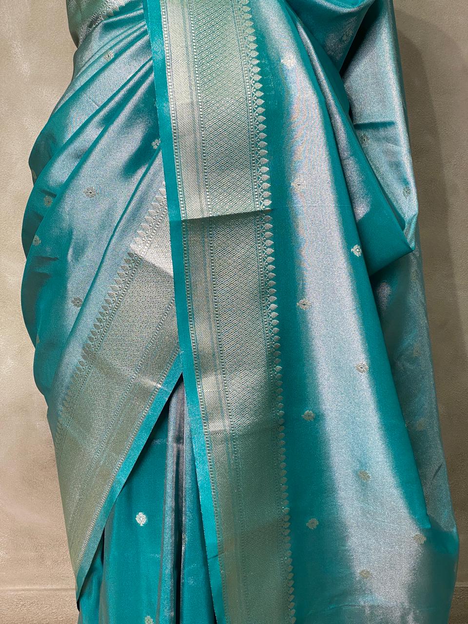 Blue pure Tissue Banarasi silk saree - PSB0I
