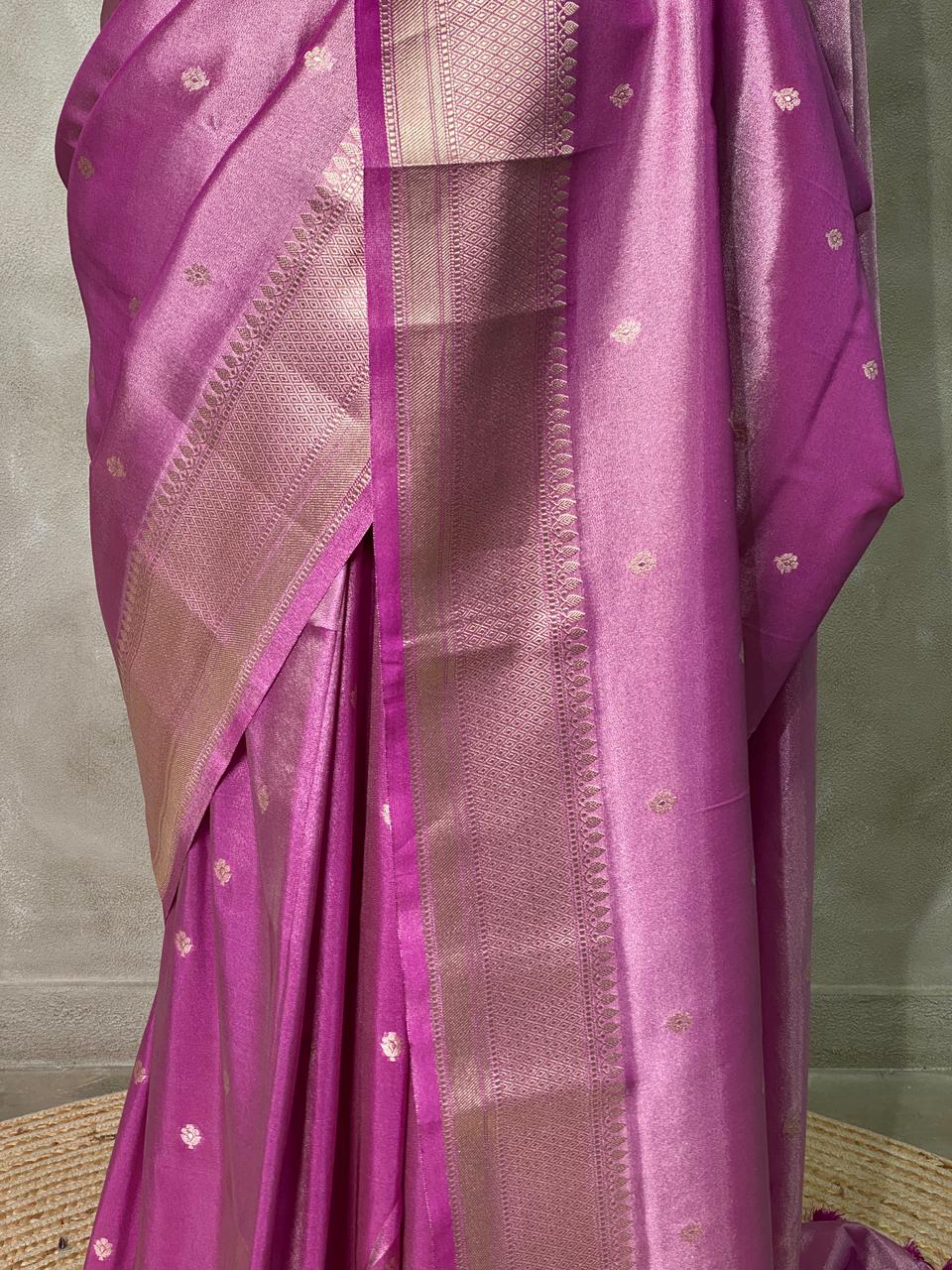 Lilac Pink Pink pure Tissue Banarasi silk saree - PSB0H