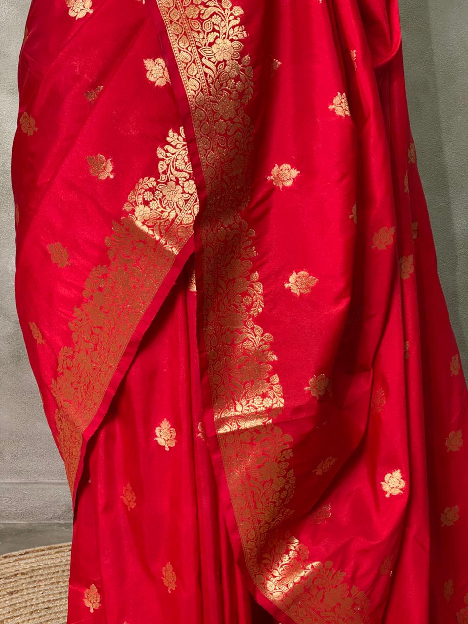 Red Banarasi silk saree - PBSFA