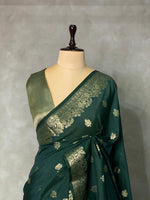 Dark Green Banarasi silk saree - PBSFC