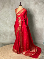 Red Banarasi silk saree - PBSFD