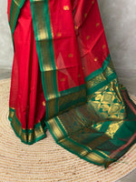 Red and Green Chanderi saree- PCS06R