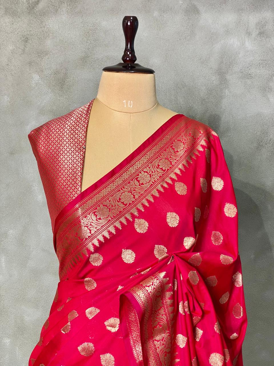 Reddish magenta Banarasi saree- PBS1