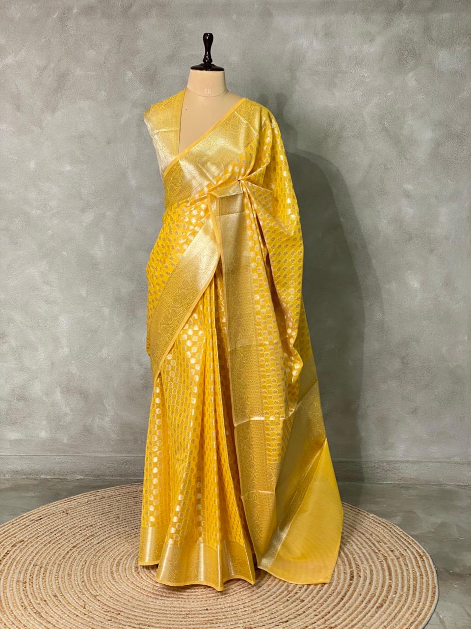 Yellow Banarasi saree- PBS2