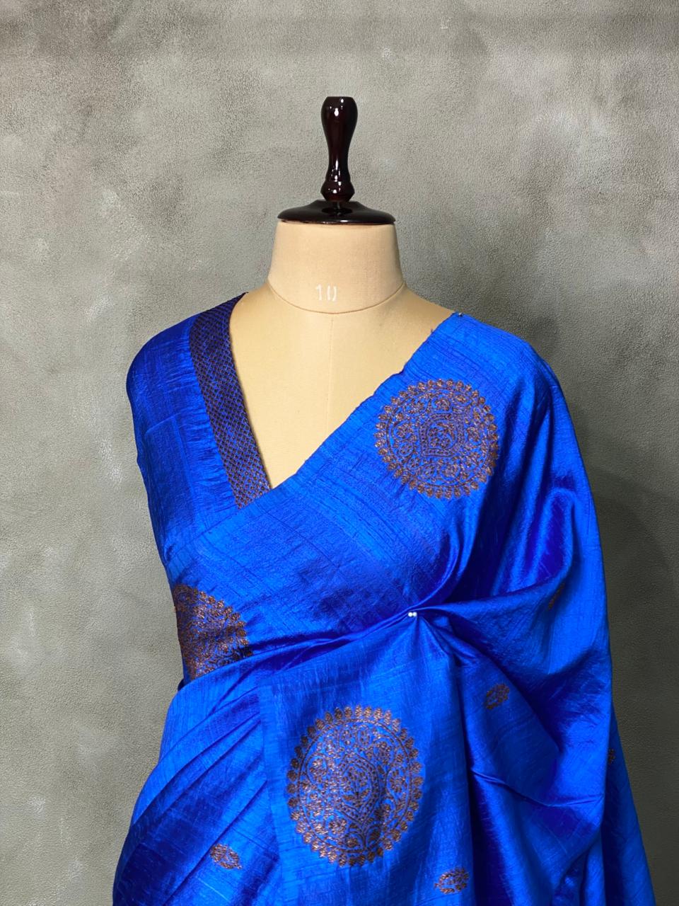 Blue pure raw silkBanarasi saree- PBSR1