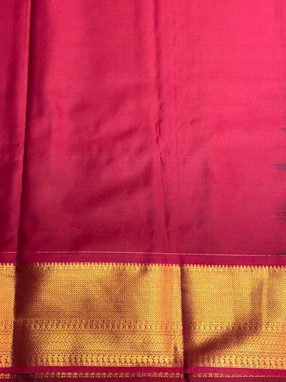 Navy blue and magenta silk saree- PSSR30