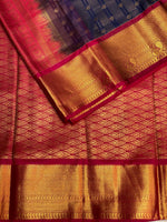 Navy blue and magenta silk saree- PSSR30