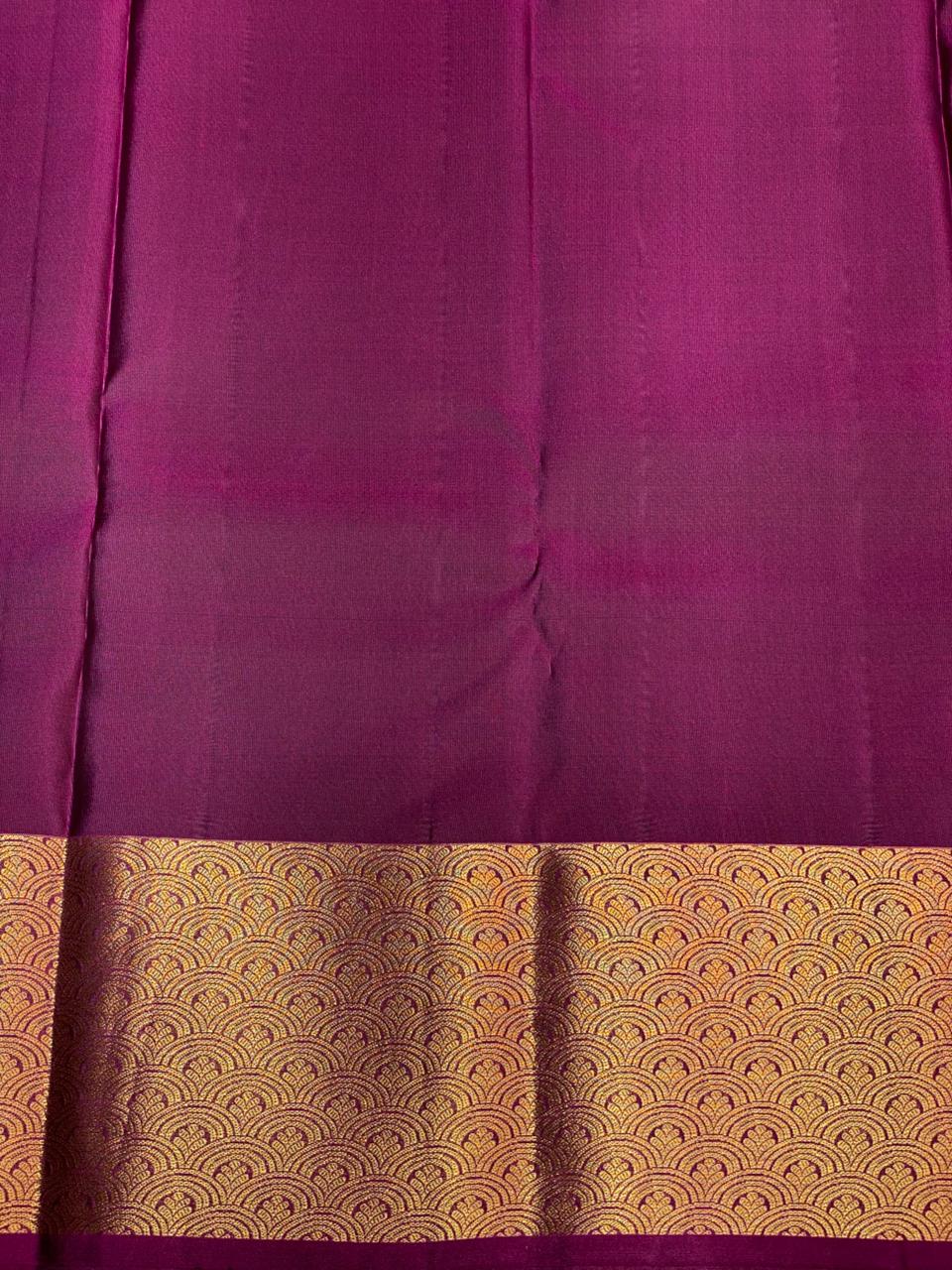 Bottle Green and Purple Pure soft Kanchipuram silk saree- PSSR32