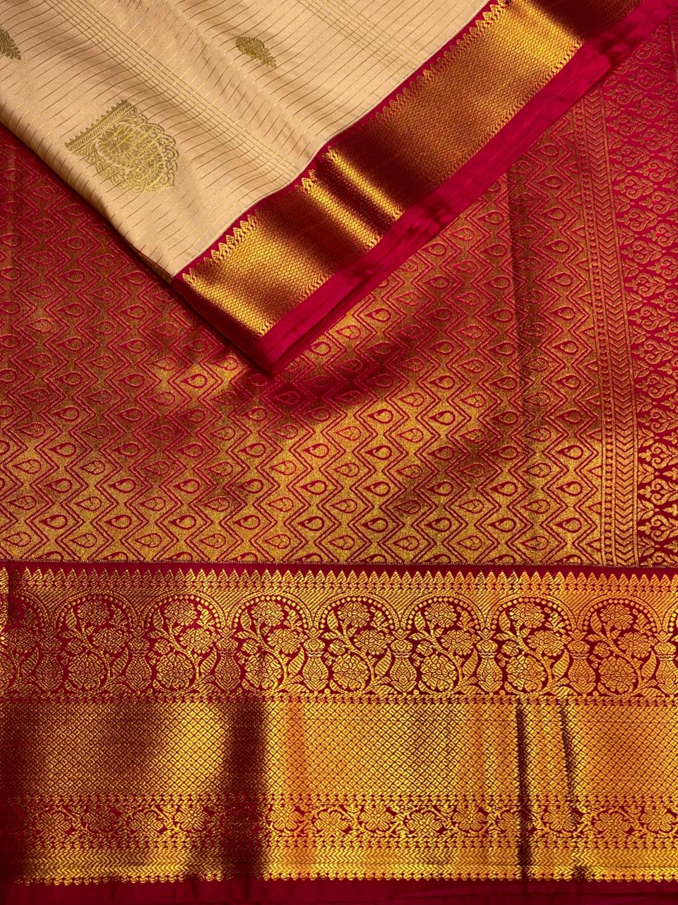 Pastal peach and Magenta silk saree- PSSR33