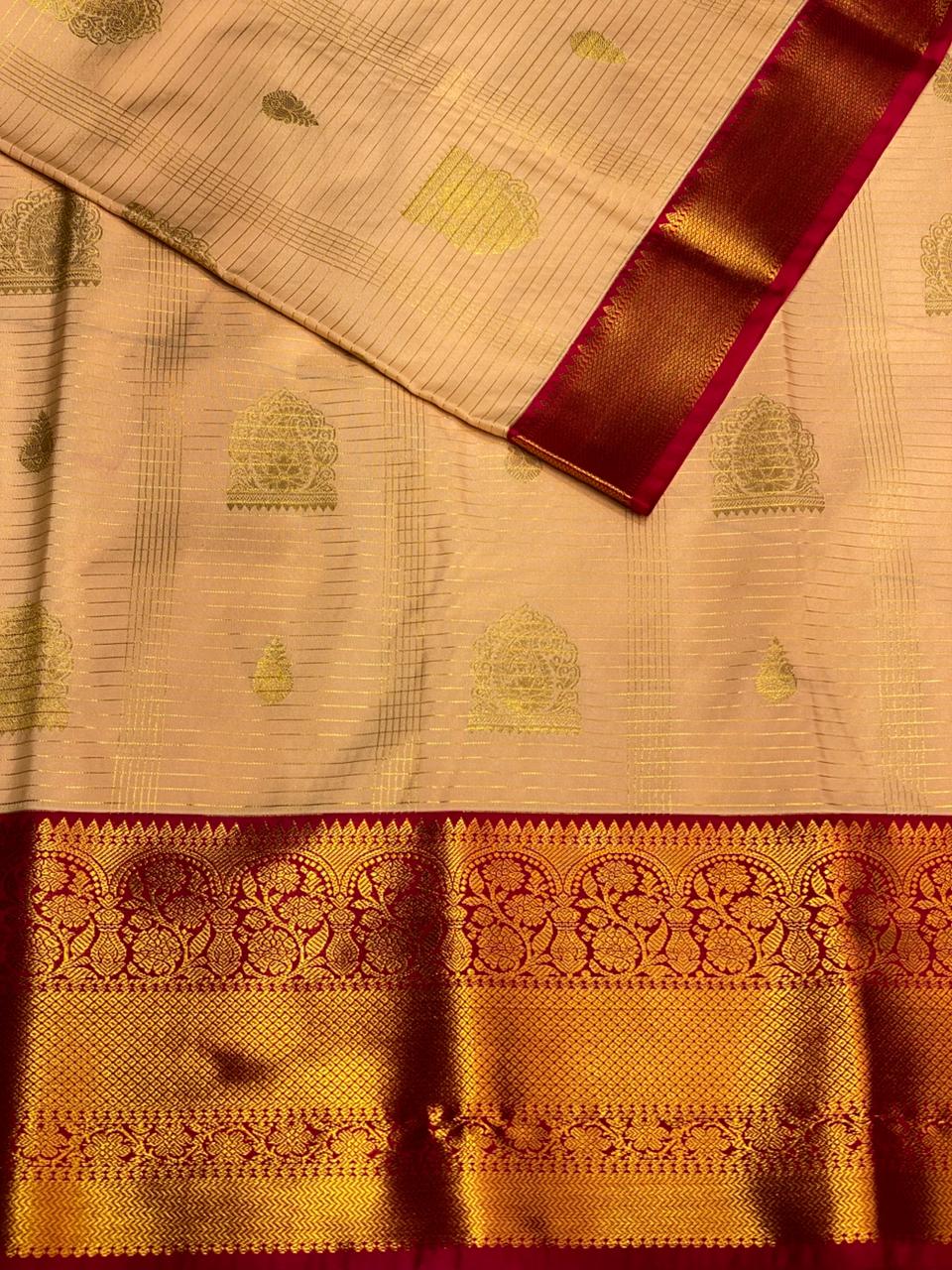 Pastal peach and Magenta silk saree- PSSR33