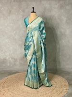 Pastal Blue pure zatin Banarasi saree- PBSZ4