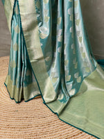 Pastal Blue pure zatin Banarasi saree- PBSZ4