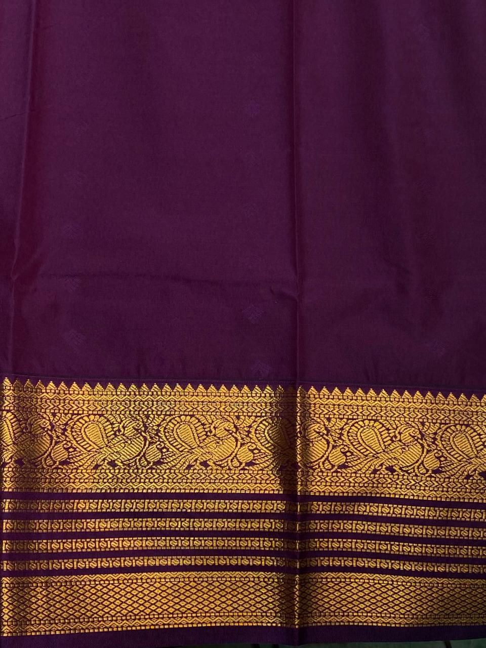 Rust orange and violet silk saree- PSSR35