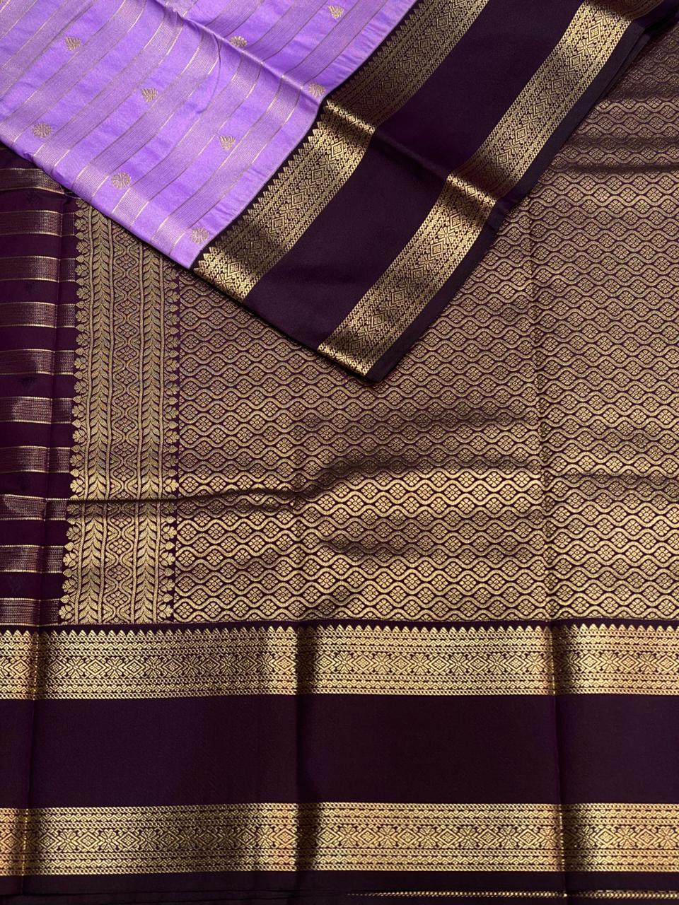Lavender and violet silk saree- PSSR37