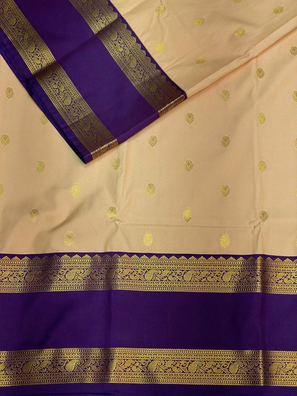 Sandal and violet silk saree- PSSR38