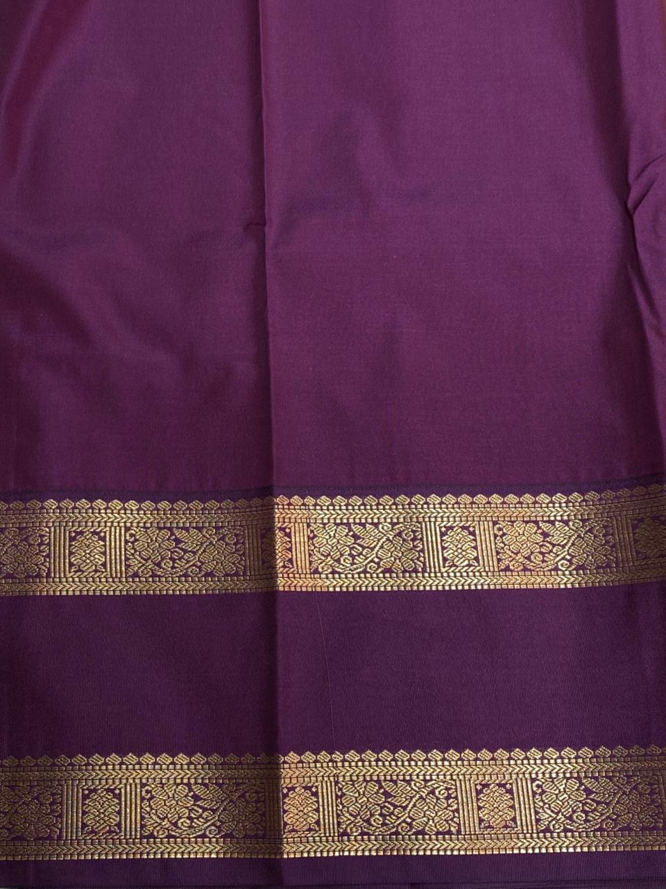 Yellow and violet silk saree- PSSR39