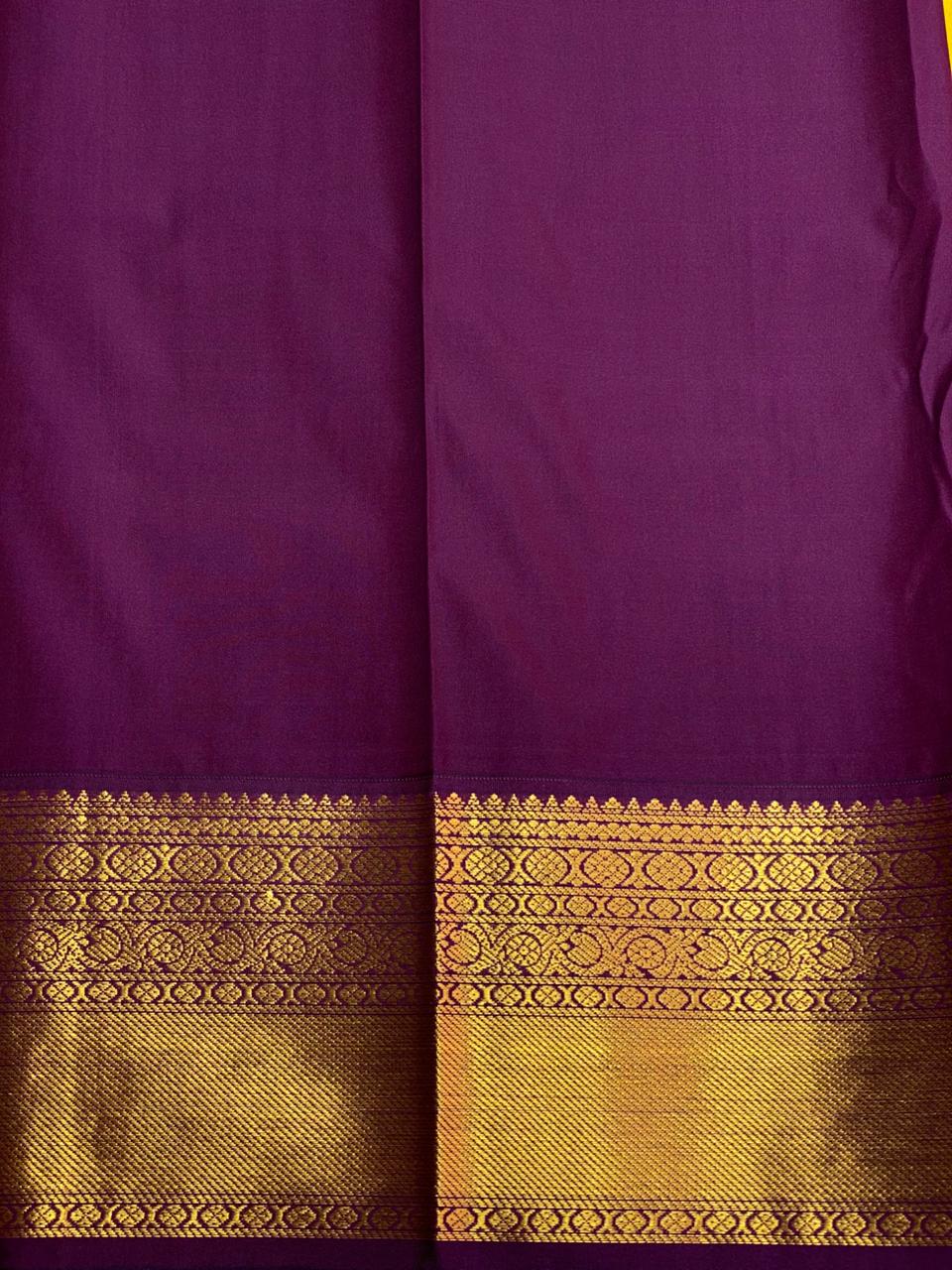 Yellow and Violet silk saree- PSSR43