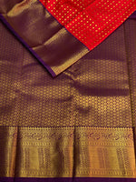 Red and violet silk saree- PSSR48