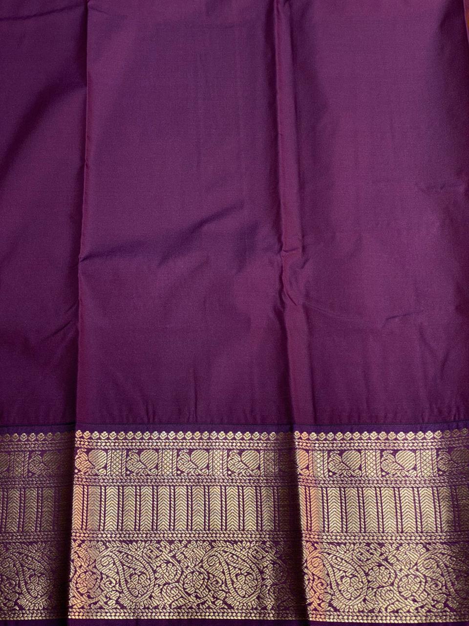 Yellow and Violet silk saree- PSSR50