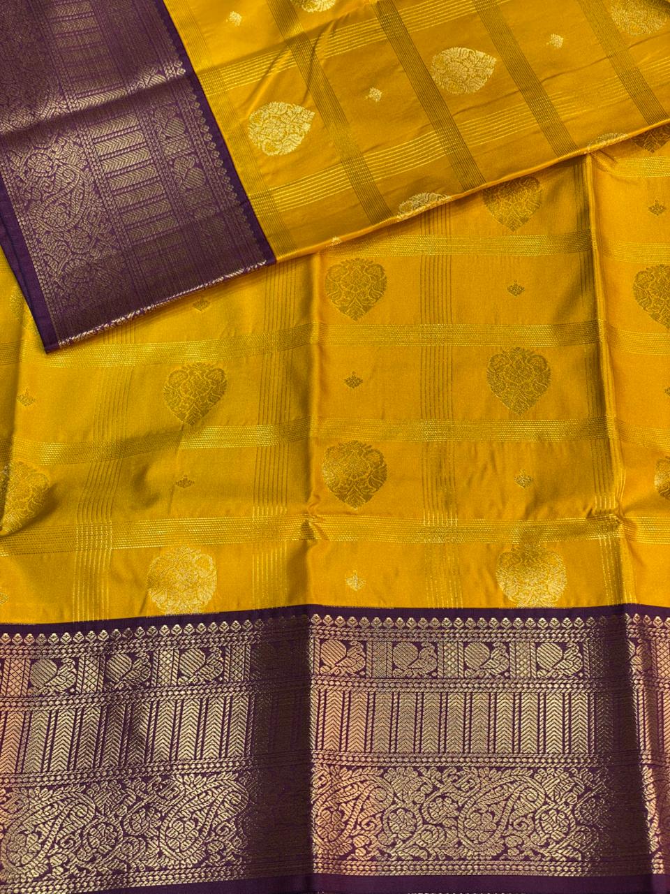Yellow and Violet silk saree- PSSR50