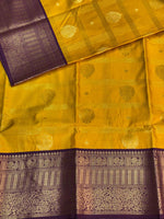 Yellow and Violet silk saree- PSSR50