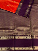 Rust orange and Violet silk saree- PSSR52