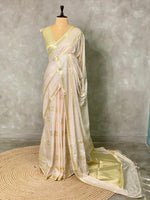 Pastal pink and light goldsei Banarasi saree- PBSb1
