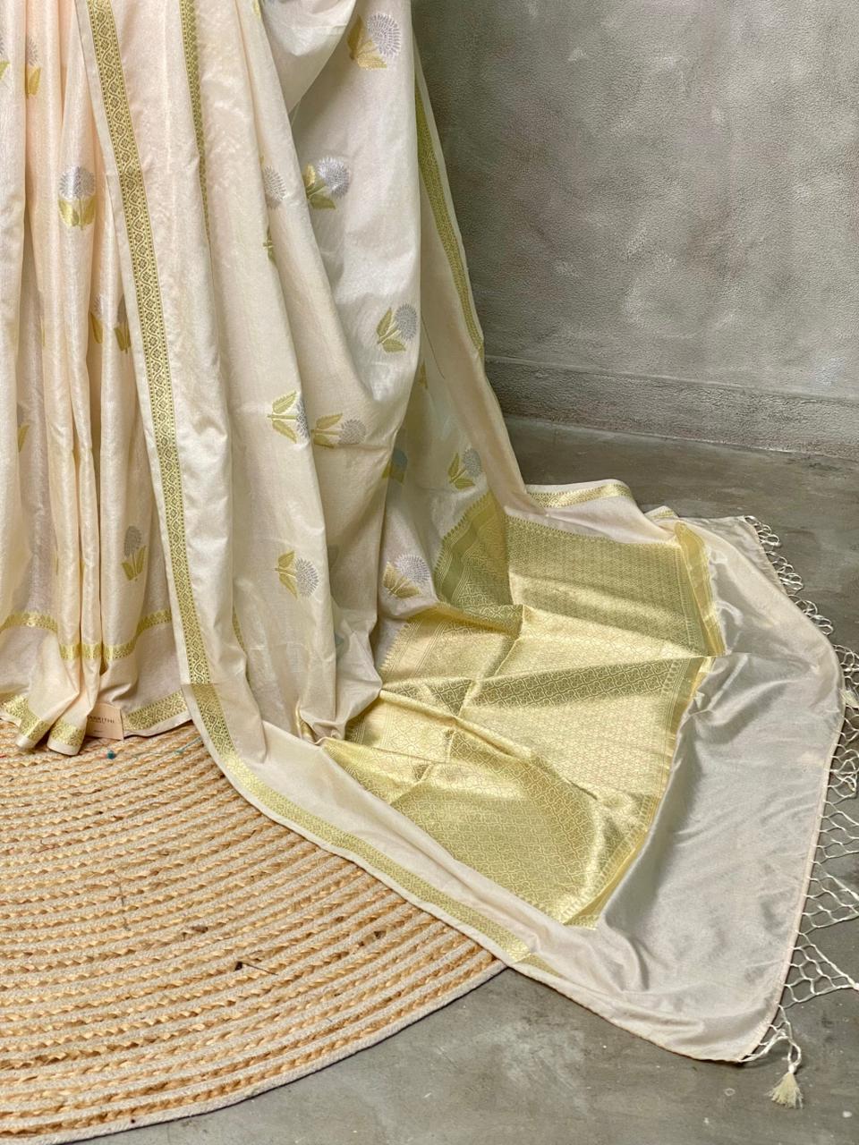 Pastal pink and light goldsei Banarasi saree- PBSb1