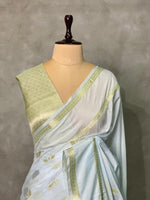 Pastal blue and light goldsei Banarasi saree- PBSb2