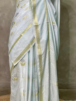 Pastal blue and light goldsei Banarasi saree- PBSb2