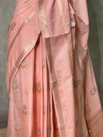 Pastal peach and light goldsei Banarasi saree- PBSb3