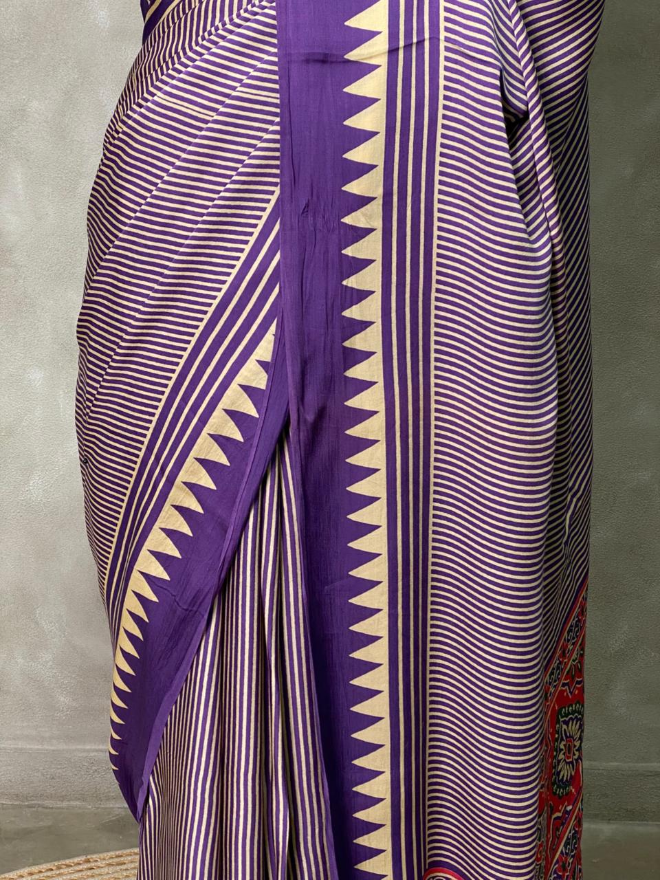 Violet pure modal silk saree - PMO2