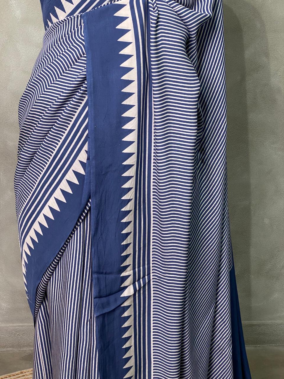 Blue pure modal silk saree - PMO7