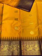 Yellow and violet silk saree- PSSR66